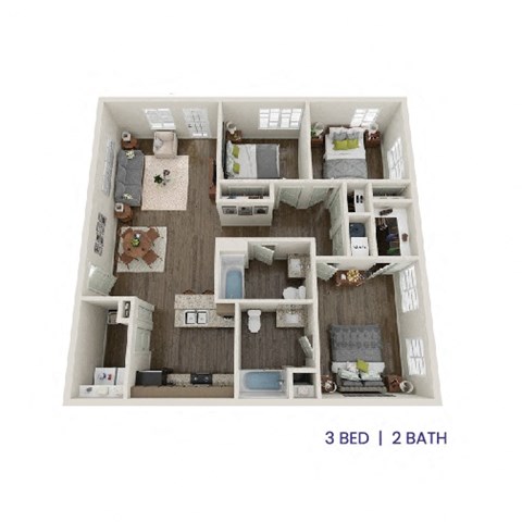 a floor plan of a 3 bedroom apartment